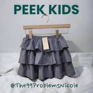 Peek Girls Chambray Tiered Ruffle Skirt